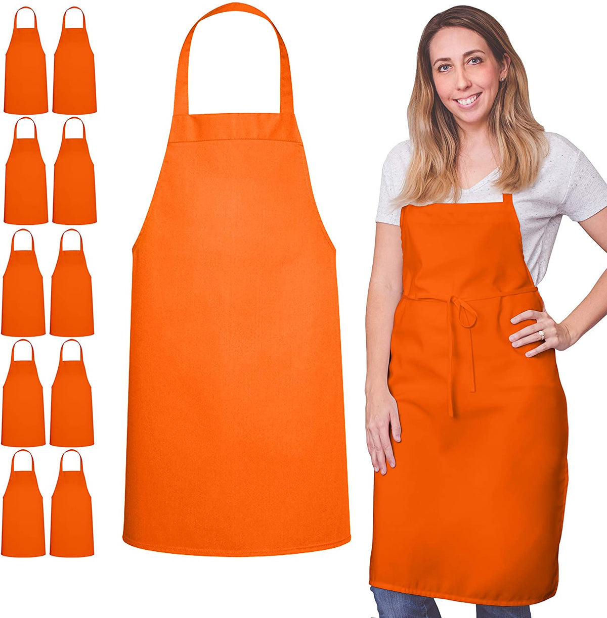 Orange Spun Apron With Pencil Pocket