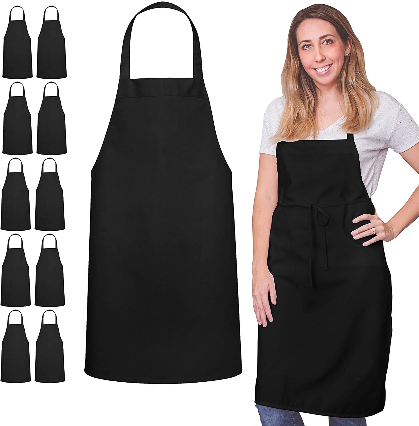 Black Spun Apron With Pencil Pocket