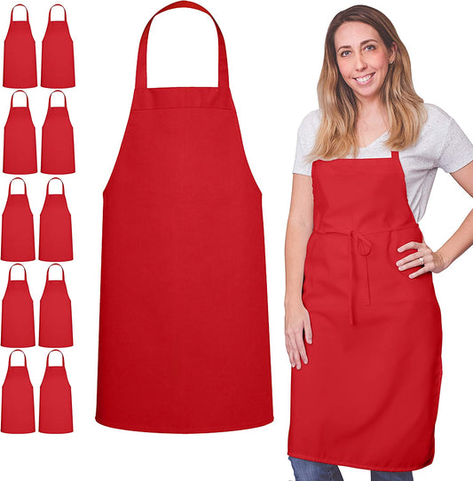Red Spun Apron With Pencil Pocket