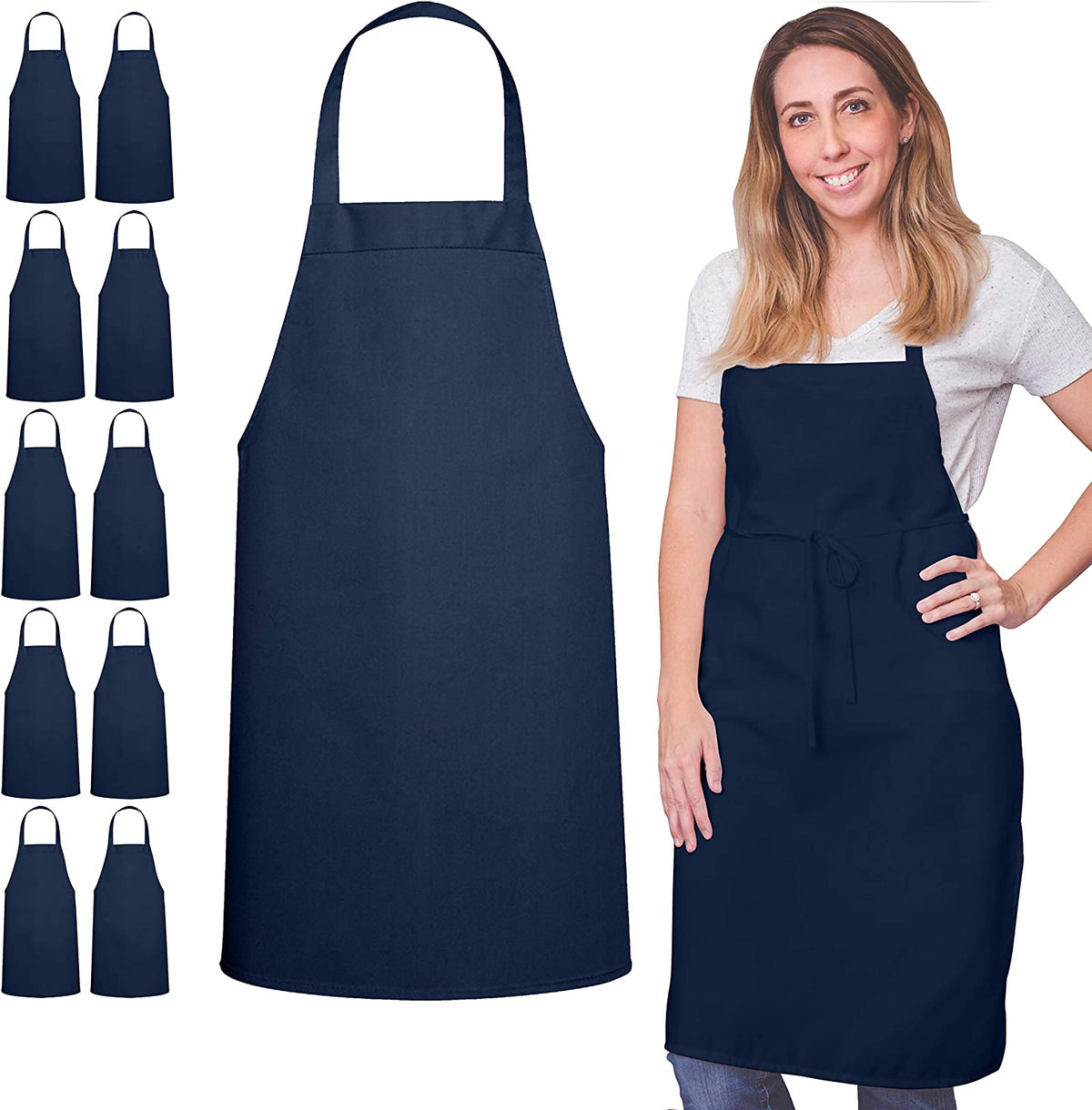 Blue Spun Polyester Apron Without Pocket