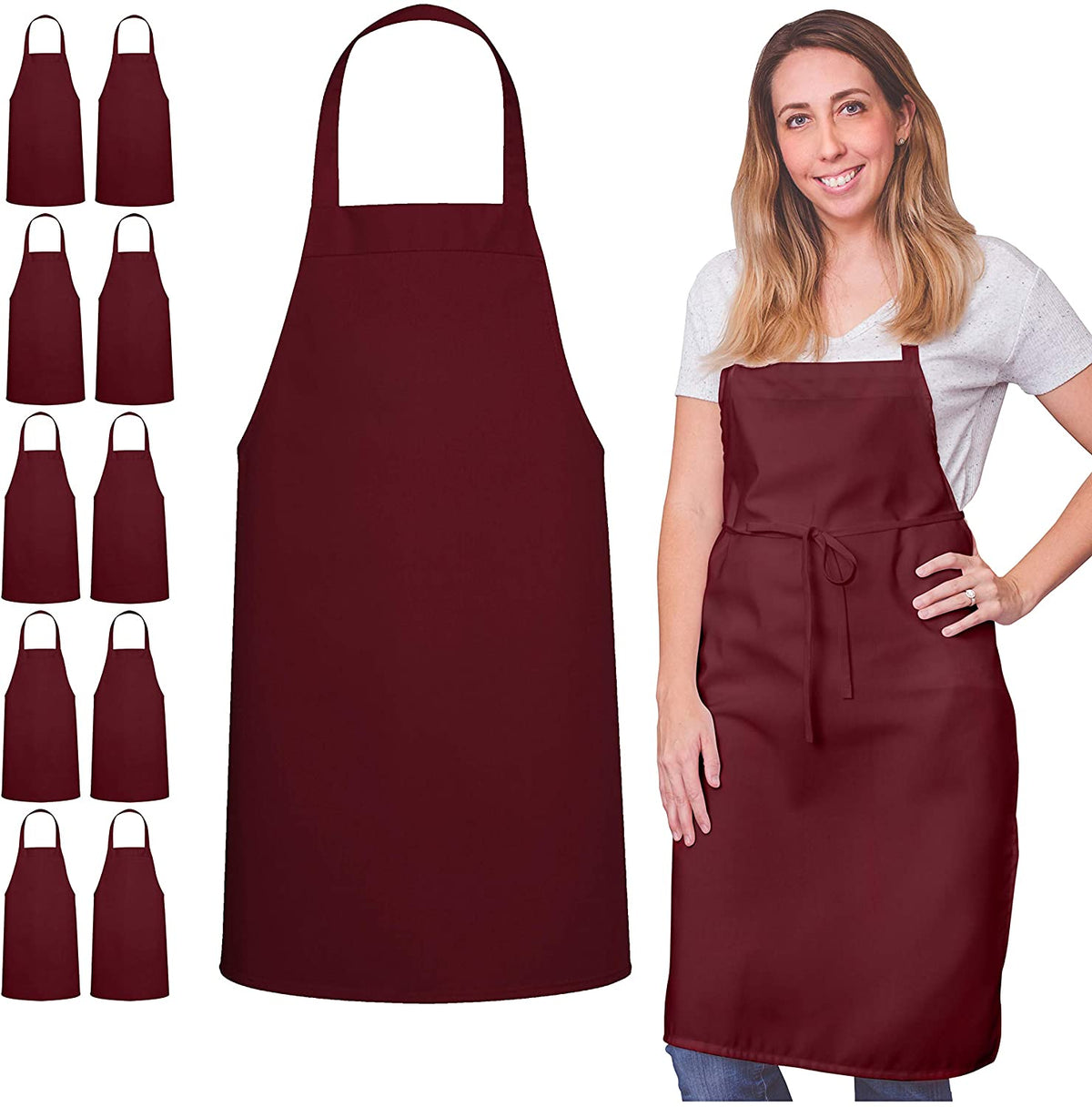 Red Spun Polyester Apron Without Pocket