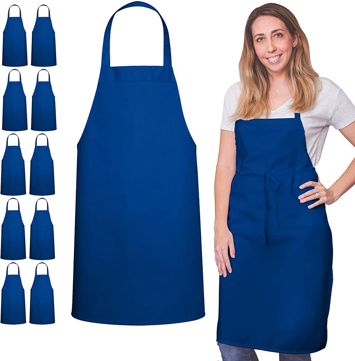 Blue Spun Polyester Apron Without Pocket