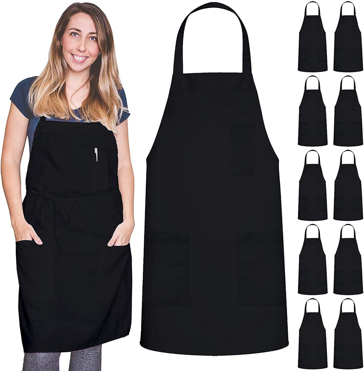 Black Spun Apron With 3 Pockets