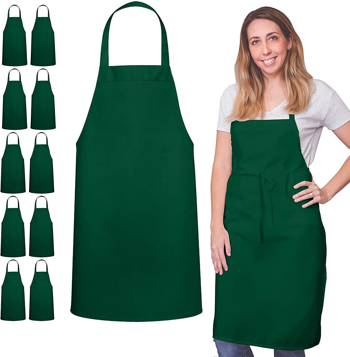 Green Spun Polyester Apron Without Pocket