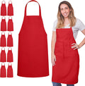 Red Spun Apron With Pencil Pocket