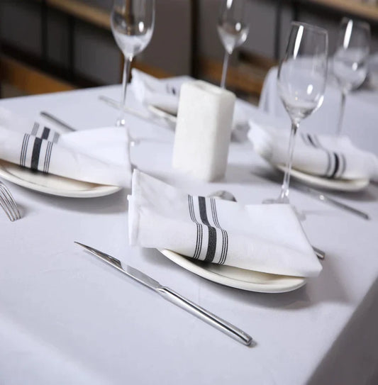 18"x22" White Bistro Napkin with Black Stripe
