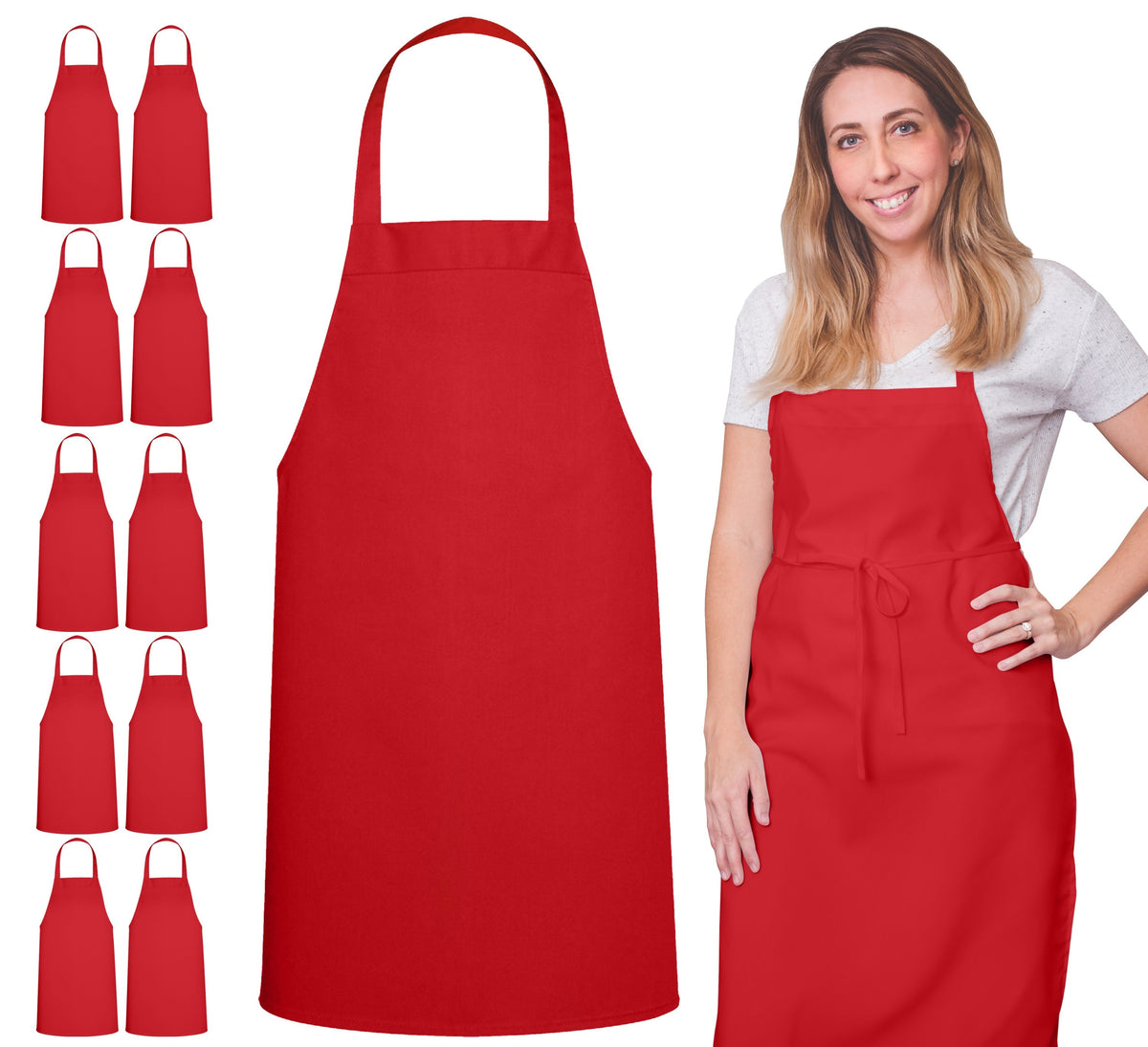 Red Spun Polyester Apron Without Pocket
